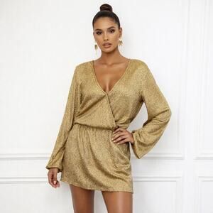 ALEXIS Gold Sparkle Metallic Cocktail dress size Medium